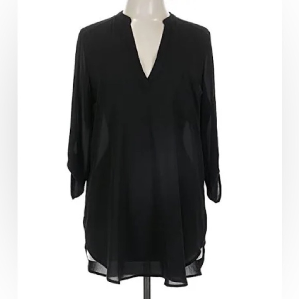 Lush Black V-Neck 3/4 Length Sleeve Tunic Top